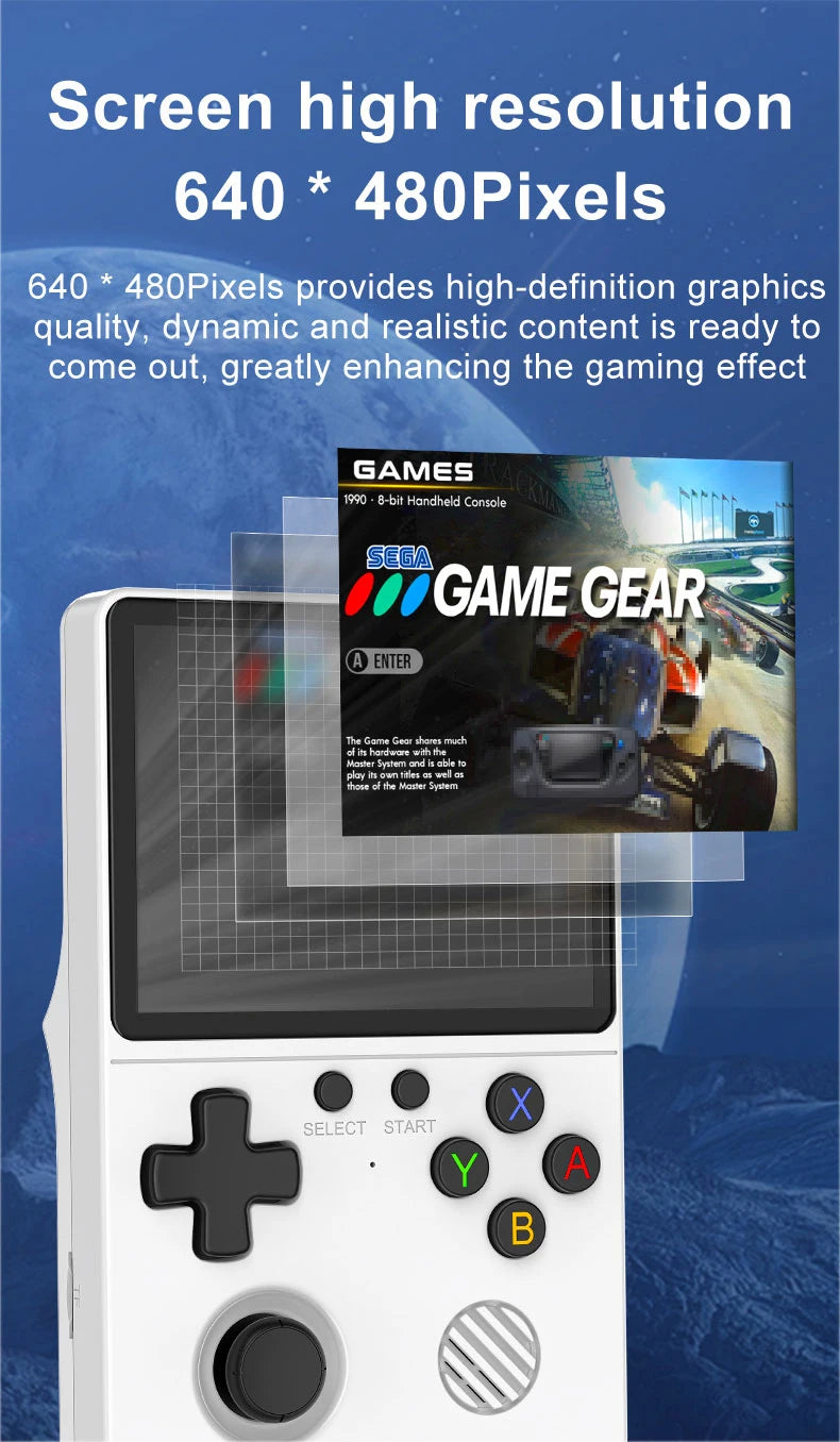 Neue Handheld-Spielekonsole mit Multi-Plattform-Unterstützung, HD-IPS-Bildschirm, 3D-Joystick, ergonomische Spielekonsole GB350