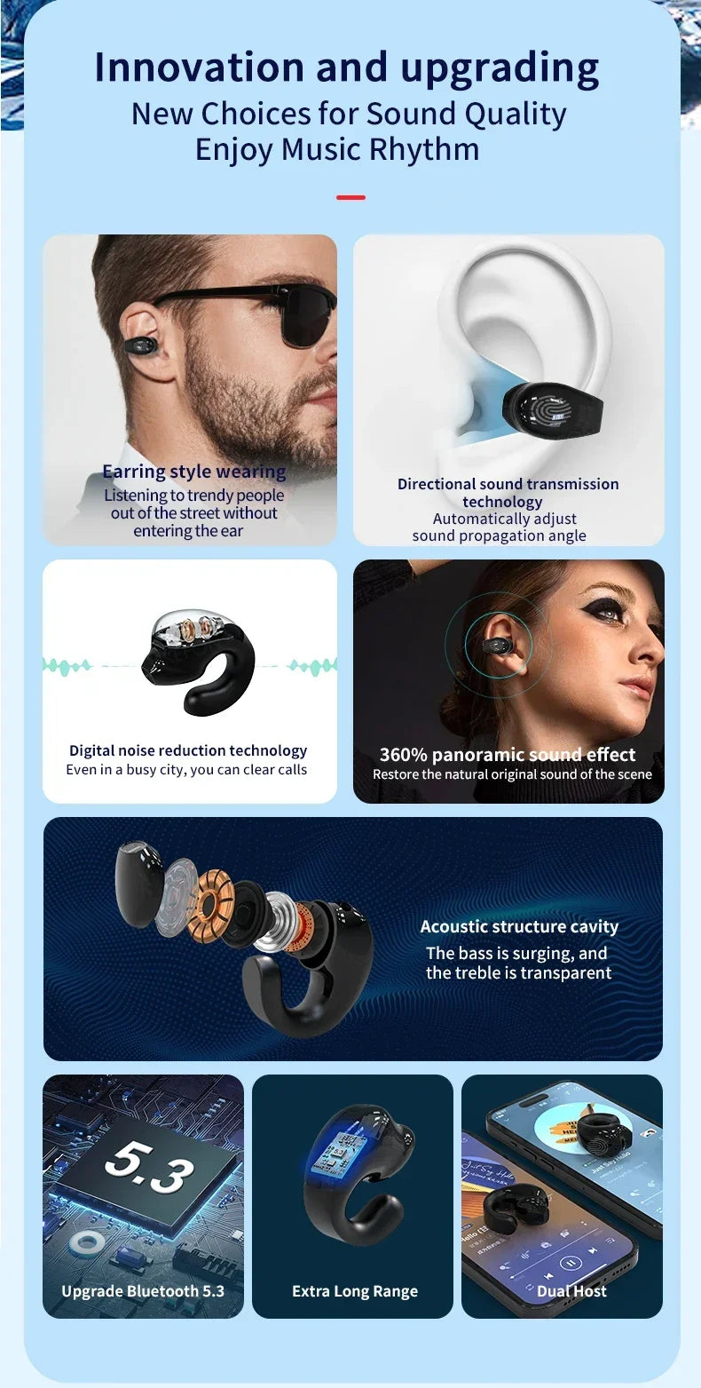 Kabellose Kopfhörer Bluetooth 5.3 Ohrhörer mit Mikrofon Einzelner In-Ear Sport Wasserdichte TWS Earbuds Bluetooth Freisprech-Headset