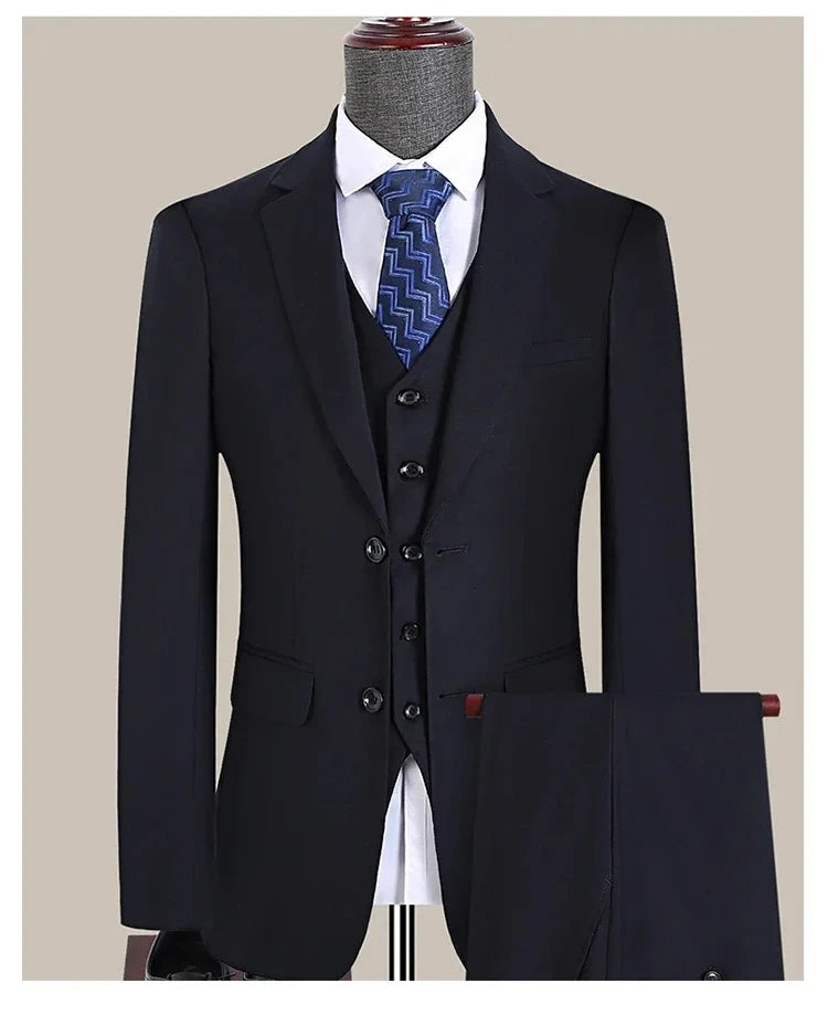 S-7XL Anzug Neu (Sakko + Weste + Hose) Koreanische Version der Slim-Fit-Arbeitskleidung Mode Business Herren Freizeit Hochzeits Gentleman-Anzug