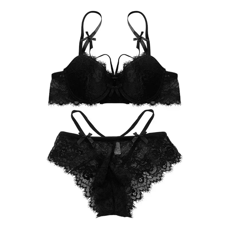 YUQI Verführerisches japanisches Lolita-Dessous-Set Süßer Tee Mousse BH & Höschen Spitze Strumpfhalter Kostenloser Versand Braut Valentinstag