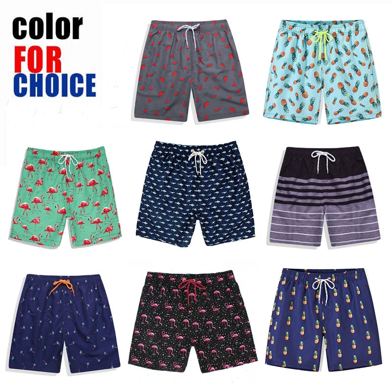 DATIFER Sommer Neue Mode Polyester Herren Shorts Strand Schnell Trocknend Bedruckte Badeshorts Übergröße Mesh-Futter Surf-Fitnessshorts Herren