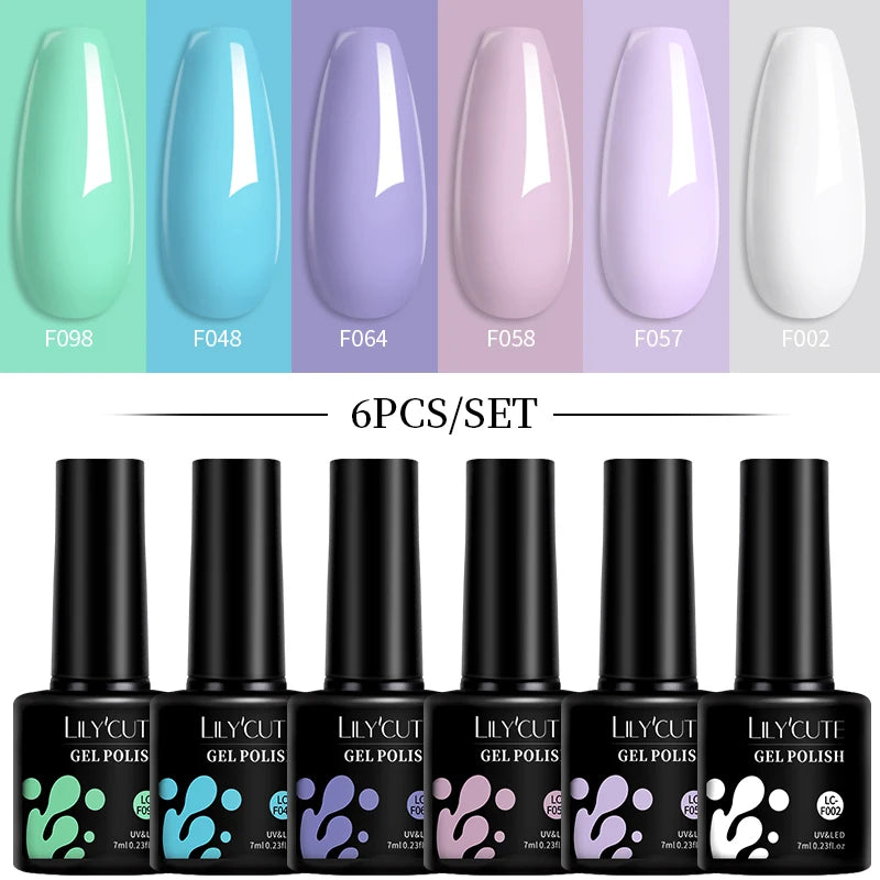LILYCUTE 7ML 6PCS Neon Gel Nagellack Set fluoreszierend Farbwechsel Semi Permanent Soak Off Maniküre-Kit Nail Art Gel