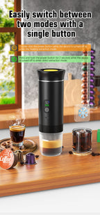 DENOKIN Tragbare Espresso-Kaffeemaschine mit Digitalanzeige, 3-in-1 Kapsel-Kaffeemaschine für Auto & Zuhause, Camping-Kaffeemaschine