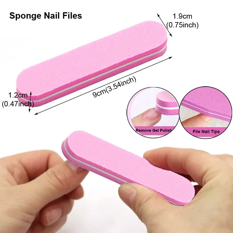 8-teiliges Nagelfeilen-Set 100/180 Nagelschleifpuffer Professionelle Maniküre-Feilen Make-up Pediküre-Bürsten Werkzeug Verlängerungskits