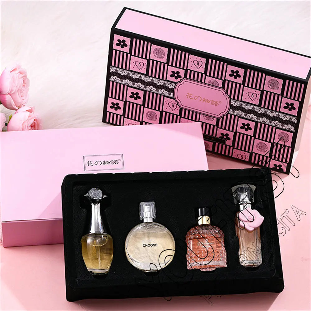 Marken-Geschenkbox 4-teiliges Set Parfüm Damen Parfum Femme 100ml Frischer natürlicher Blumenduft Spray Feminino Parfums De Mujer Originales