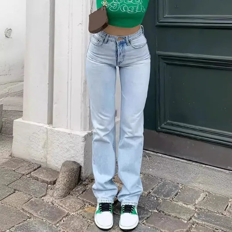Heiß begehrte neue hellblaue schmale High-Waist Stretch-Jeans für Damen – vielseitig und lässig