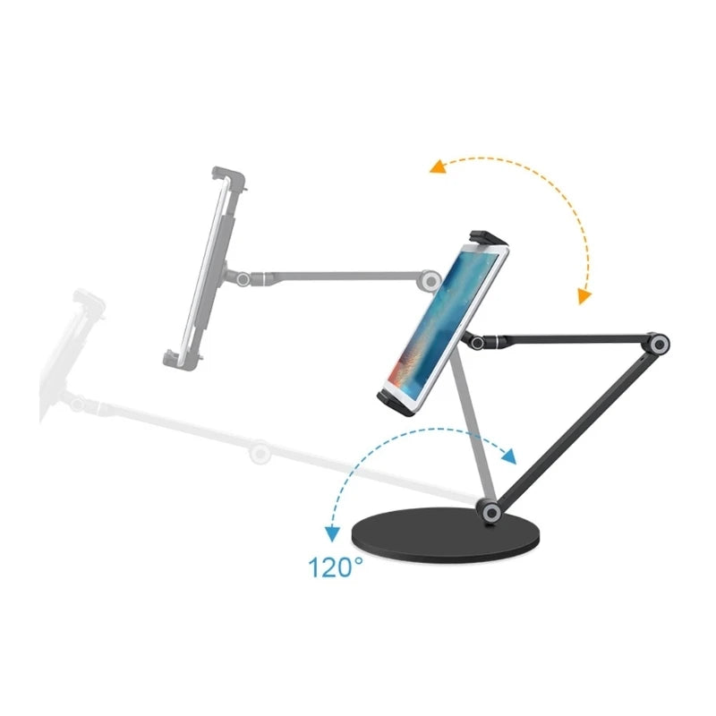 Heavy Duty Aluminum Tablets Stand With Rotating Base Ergonomic Support For Watching Movie And Reading Books
