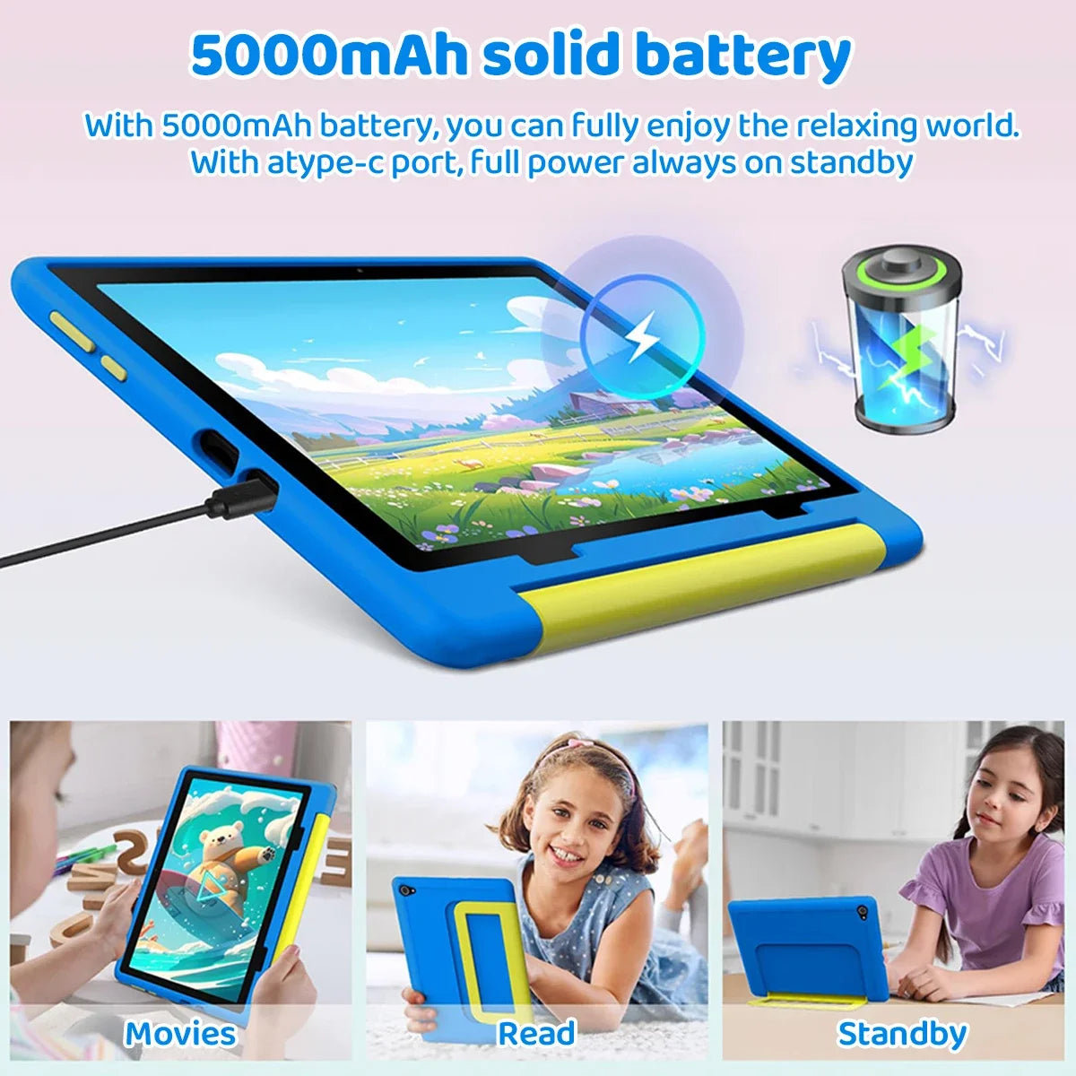 Kinder-Tablet Android 15 Tablet für Kinder 10 Zoll 20GB+64GB 8-Kern mit Hülle 1TB TF erweiterbar für Kleinkinder Kinder Kindersicherung