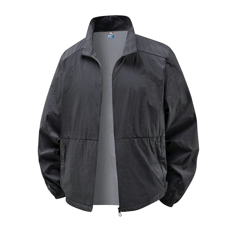 Men's Sun Protection Jacket Ultrathin Windbreaker Summer Outdoor UV Jacket Loose Stand Collar Oversized Sunscreen Coat Fishing