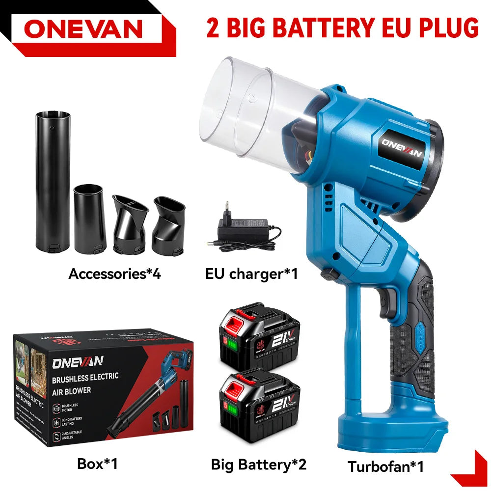 ONEVAN 2IN1 Bürstenloser Elektroturbo-Gebläse 38000 U/min Akku-Handstaubsauger Laubbläser Elektrowerkzeug für Makita 18V Akku