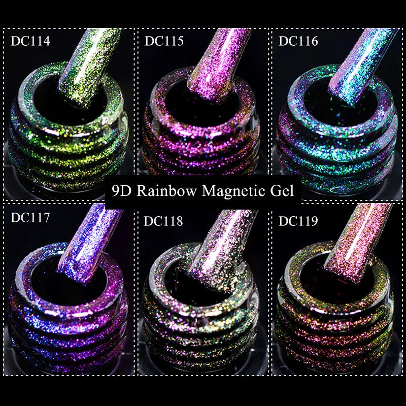 10/12PCS/SET Katze Magnetisches Gel Nagellack Set 9D Reflektierendes Glitzer Gel Halbpermanentes UV Gel Soak Off Funkelndes Nagelkunst Kits