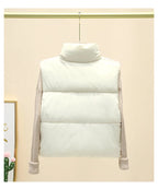 Winter Kurze Daunen Weste Damen Warmer Stehkragen Reißverschluss Jacke Freizeit Mode Gesteppte Cropped Mäntel Street Outerwear