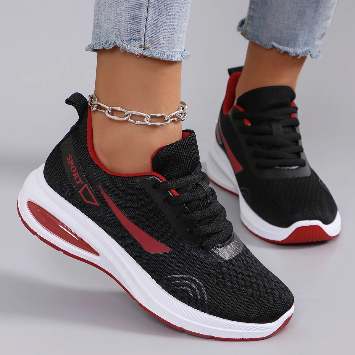 Frühlings-Freizeitsportschuhe für Damen, modisch, atmungsaktiv, leicht, rutschfest, verschleißfest, flache Schuhe
