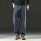 Herren Baggy Jeans Frühling und Herbst Lässige Gerade Stretch Vielseitige Weite Business Denim Hose Bequeme Loose Hose