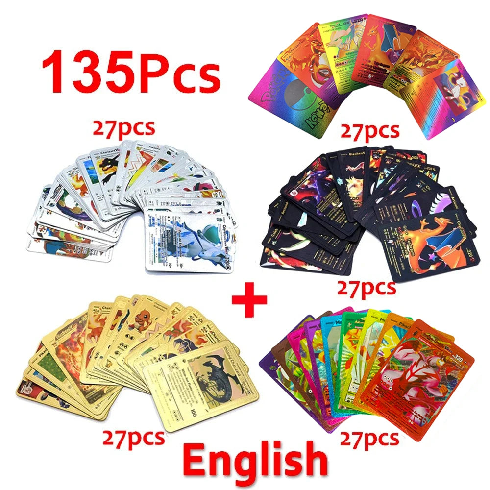 30-165 Stück Gold Pokemon Bunte Kartenset Schwarz Vmax Vstar Silber GX Box Pikachu Carta Glurak Deutsch Französisch Spanisch Spielkarten