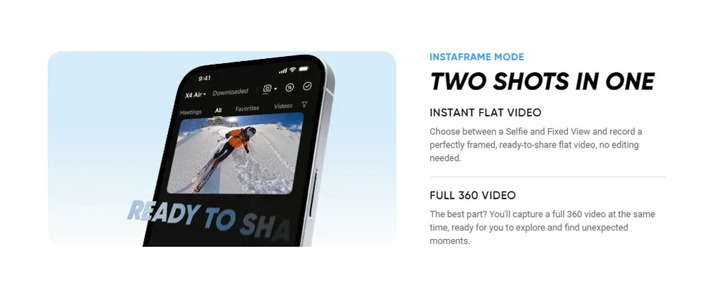 Insta360 X4 Air / X4 Action-Kamera - 165g leichte 8K 360-Grad-Kamera, Unsichtbarer-Selfie-Stick-Effekt integriert, X4 Air gewünscht