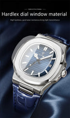 POEDAGAR Top Luxus Quadratische Herrenuhr Datum Wasserdicht Leuchtend Herren Armbanduhr Hochwertige Leder Herren Quarzuhren+Box Reloj