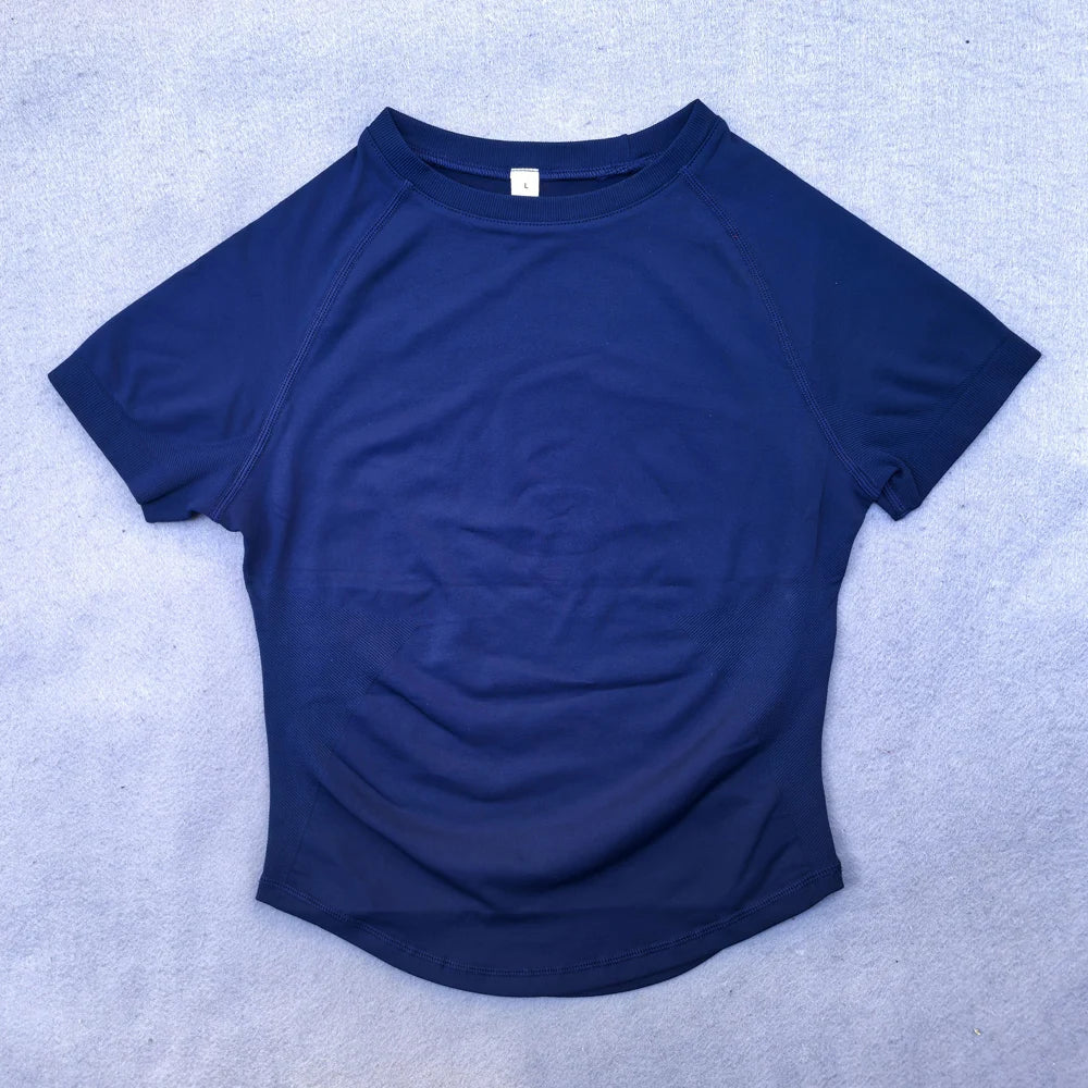 Nahtloses Yoga-Top für Damen Kurzarm Gym Crop Top Leichtgewichtige Yoga-Shirts Fitness-Gym-Shirts Elastische Sport-Shirts