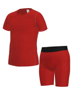Youth Boys' Compression Sports Set Short Sleeve Athletic Shirts & Shorts Base Layer Set Sports Youth for Kids Football