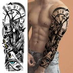 Kompass Roboterarm Temporäre Tattoos Ärmel für Männer Frauen Realistische Gefälschte Totenkopf Engel Ganzarm Tattoos Maori Totem Tattoo Aufkleber