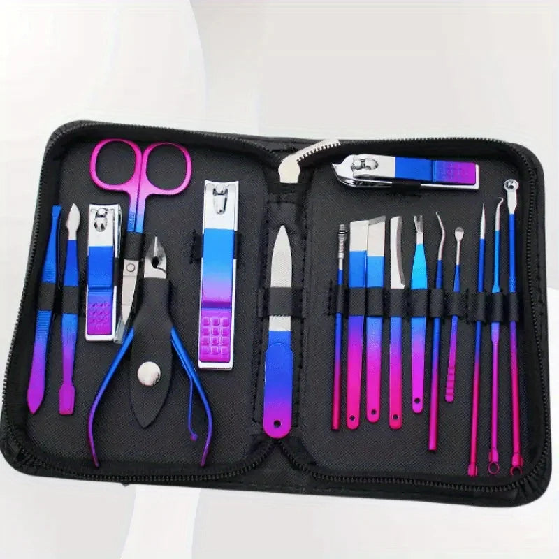 6-18-teiliges Set Professionelles Maniküre- & Pediküre-Kit aus Edelstahl Präzise Nagelpflege mit Reiseetui mit Nagelknipser Schere