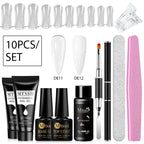 24-teiliges Set 20ml Poly Nail Extension Gel Kit Mini-UV-Lampe Versiegelung mit Basislack Überlack Professionelles Poly-UV-Nagelgel-Kit Starter-Kit