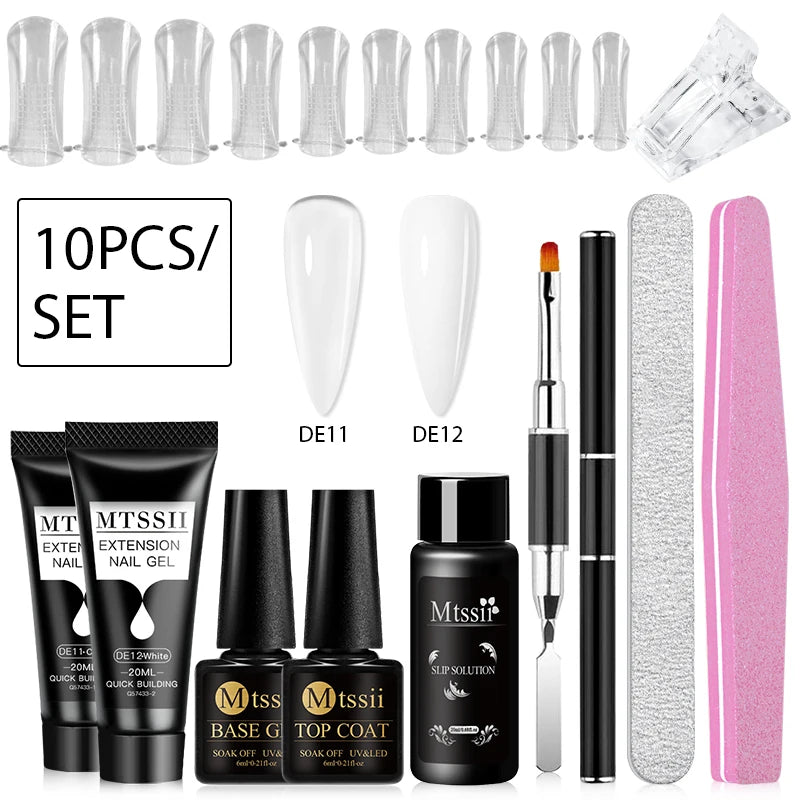 24-teiliges Set 20ml Poly Nail Extension Gel Kit Mini-UV-Lampe Versiegelung mit Basislack Überlack Professionelles Poly-UV-Nagelgel-Kit Starter-Kit