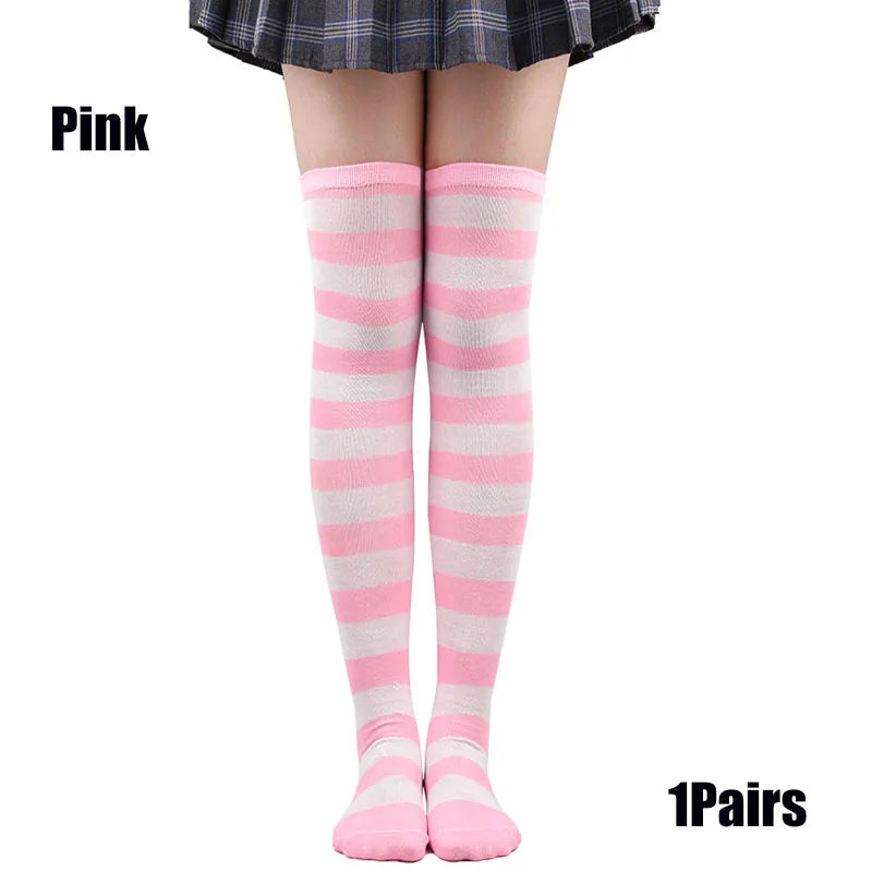 Farbige gestreifte Strümpfe Japanische Overknee-Socken Mode Frauen Warmhalten Socken Sexy Schlanke Lange Socken Strumpfwaren JK Cosplay Lolita Y2k
