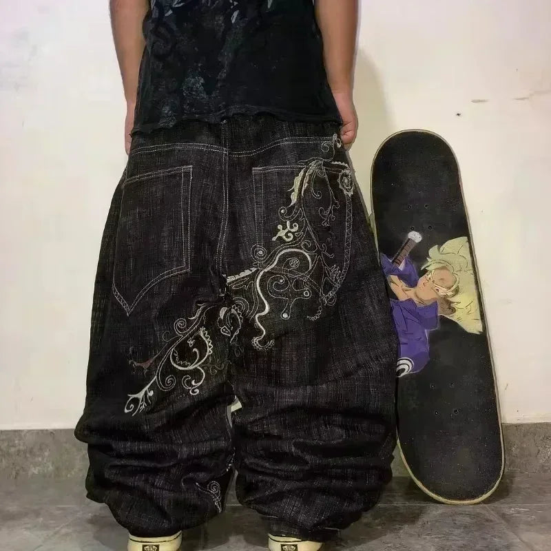 Amerikanische Y2K 2025 Neue weite Baggy Black Jeans Oversized Damen Street Casual Joker Denim-Hose Paar-Jeans Vintage Streetwear