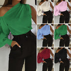 Sexy schulterfreie Damenhemden Sommer Laternenärmel Bluse Casual Loose Solid Tops Lady Elegante Blusen Femme Streetwear Hemd