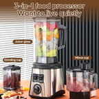 3-in-1 Leistungsstarker Standmixer Entsafter Smoothie Maker 0.5/1.5/2.5L 3 Behälter Küchenmaschine Mixer für Eis Nüsse Obst