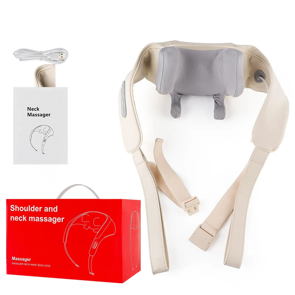 Foreverlily 26W Bürstenloser Motor Nacken- und Schultermassagegerät Kabelloses Nacken- und Rückenmassage-Schal Nackenmassager