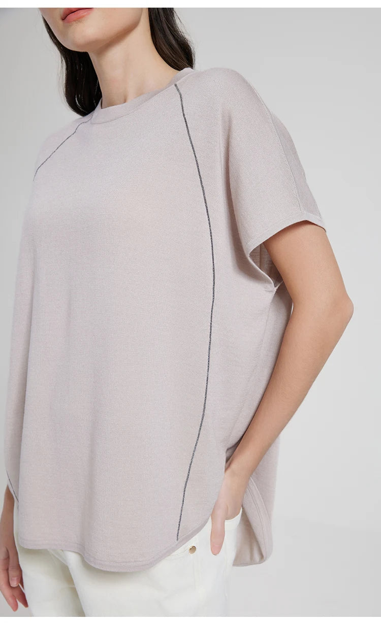 BC1071 Luxuriöse Damenbekleidung Merino Wolle Seide Pullover Strickpullover Damen Wollkleidung Damen Wollige lockere Oberteile