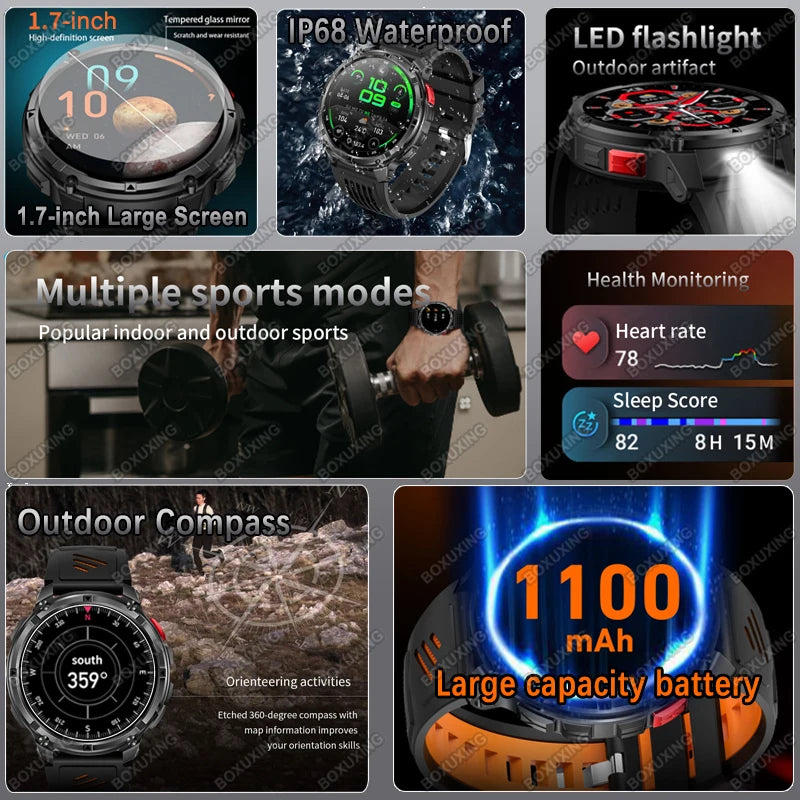 2026 Neue T-Rex 3 Ultra 1100mAh Smartwatch 5ATM Wasserdicht Outdoor Sport GPS Track Herzfrequenz Kompass Bluetooth Anruf Smartwatch