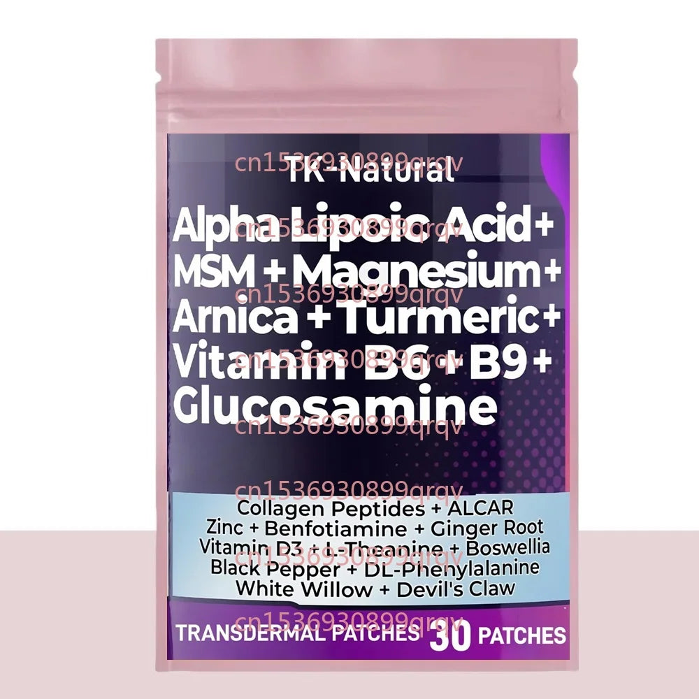 30 Pflaster Nervengesundheits-Unterstützung Transdermale Pflaster mit Folsäure, PEA, Glucosamin, MSM, Vitamin-B-Komplex, Alpha-Liponsäure