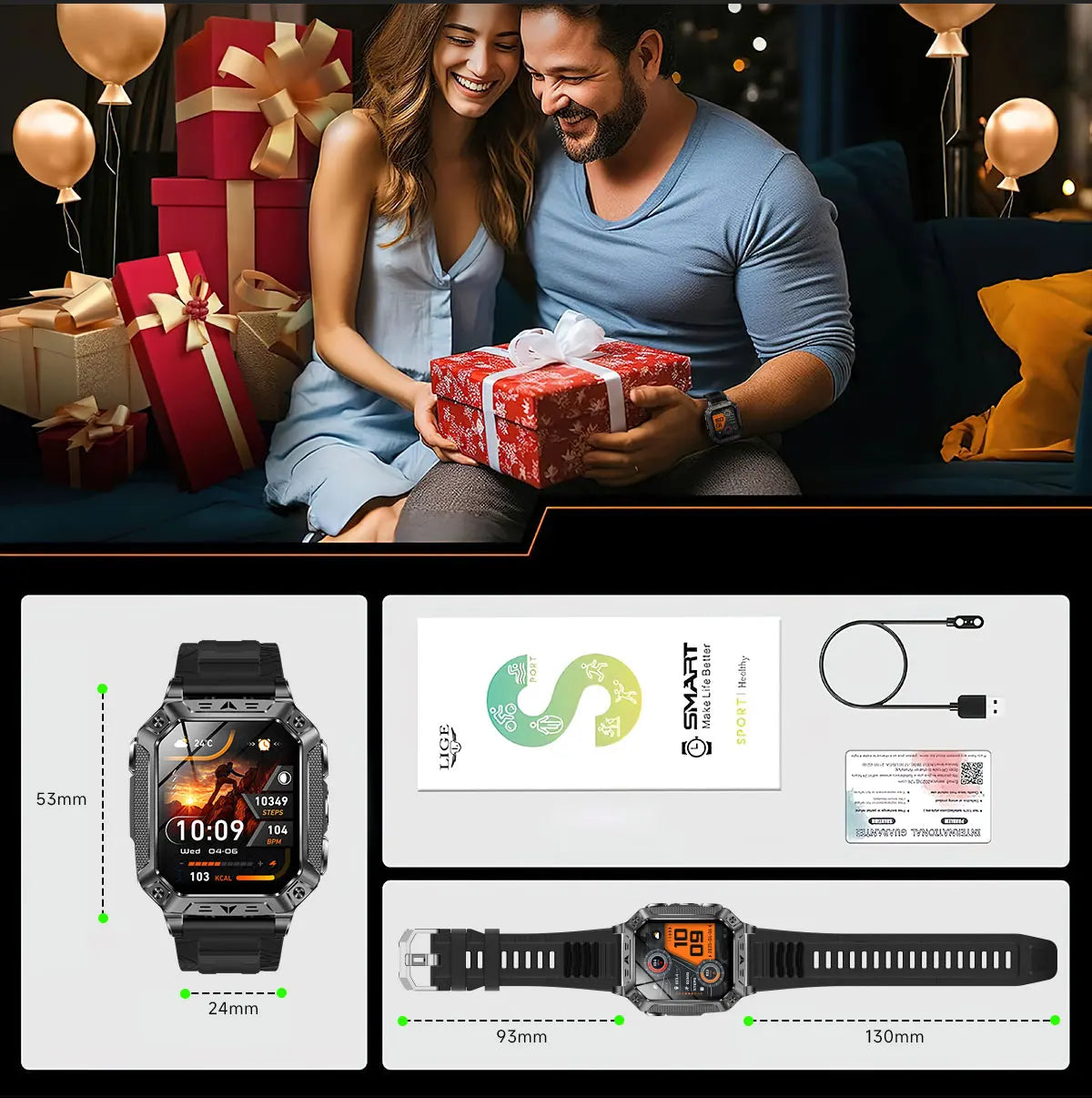 2026 TANK Neue 1400mAh Militär GPS Smartwatch Herren 2.01" AMOLED-Bildschirm 10ATM Wasserdichte Uhr SOS Anruf Taschenlampe Smartwatch iOS