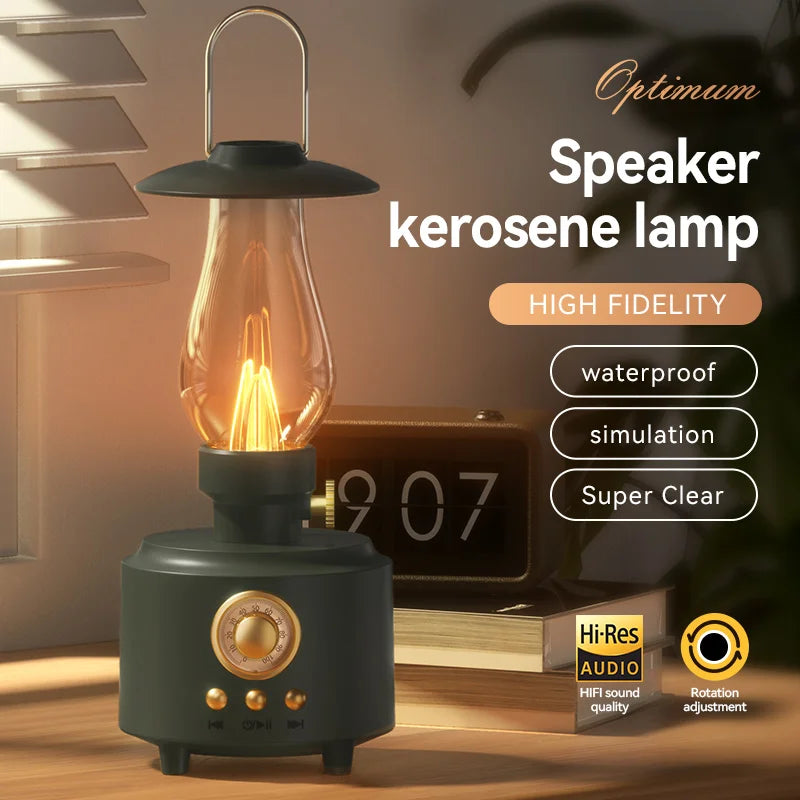 Retro Lampen-Stil Kabelloser Bluetooth-Lautsprecher mit Tragbarem FM-Radio und USB-Anschluss Bluetooth 5.3 Geeignet für Camping, Heimdekoration