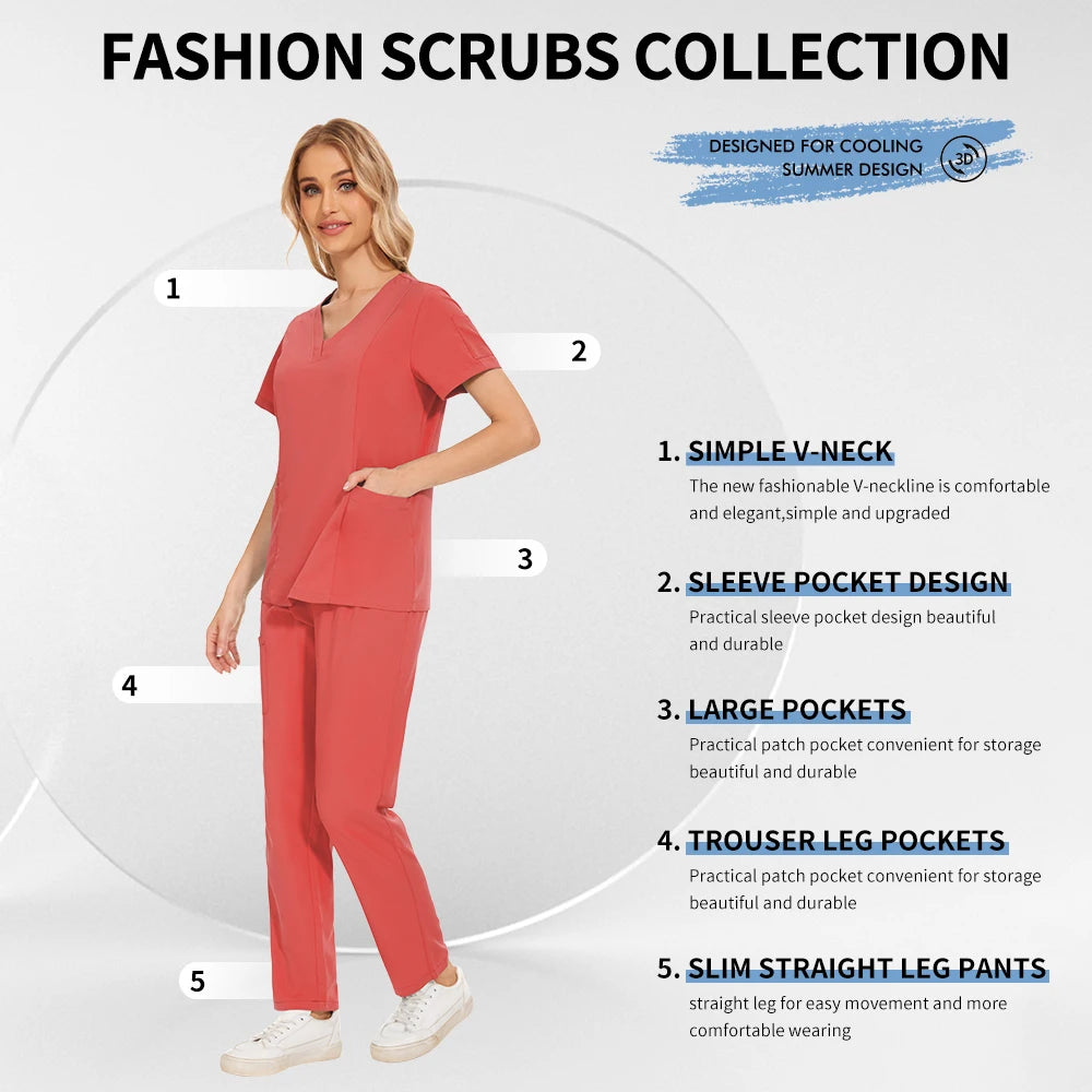 Niaahinn Scrubs Uniforms Sets Großhandel Medizinische Kasacks Stretch-Anzug Gesundheitswesen Pflegeuniform Unisex OP-Kasacks Damen Herren