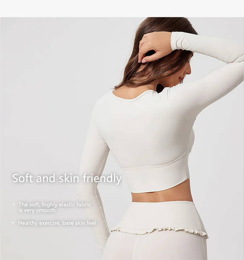 Neues Sommer 2-teiliges Damen-Fitnessstudio Yoga Damen-Outfit Outdoor Sport Schnelltrocknendes Langarmshirt-Set Damen Zweiteiler Sportbekleidung
