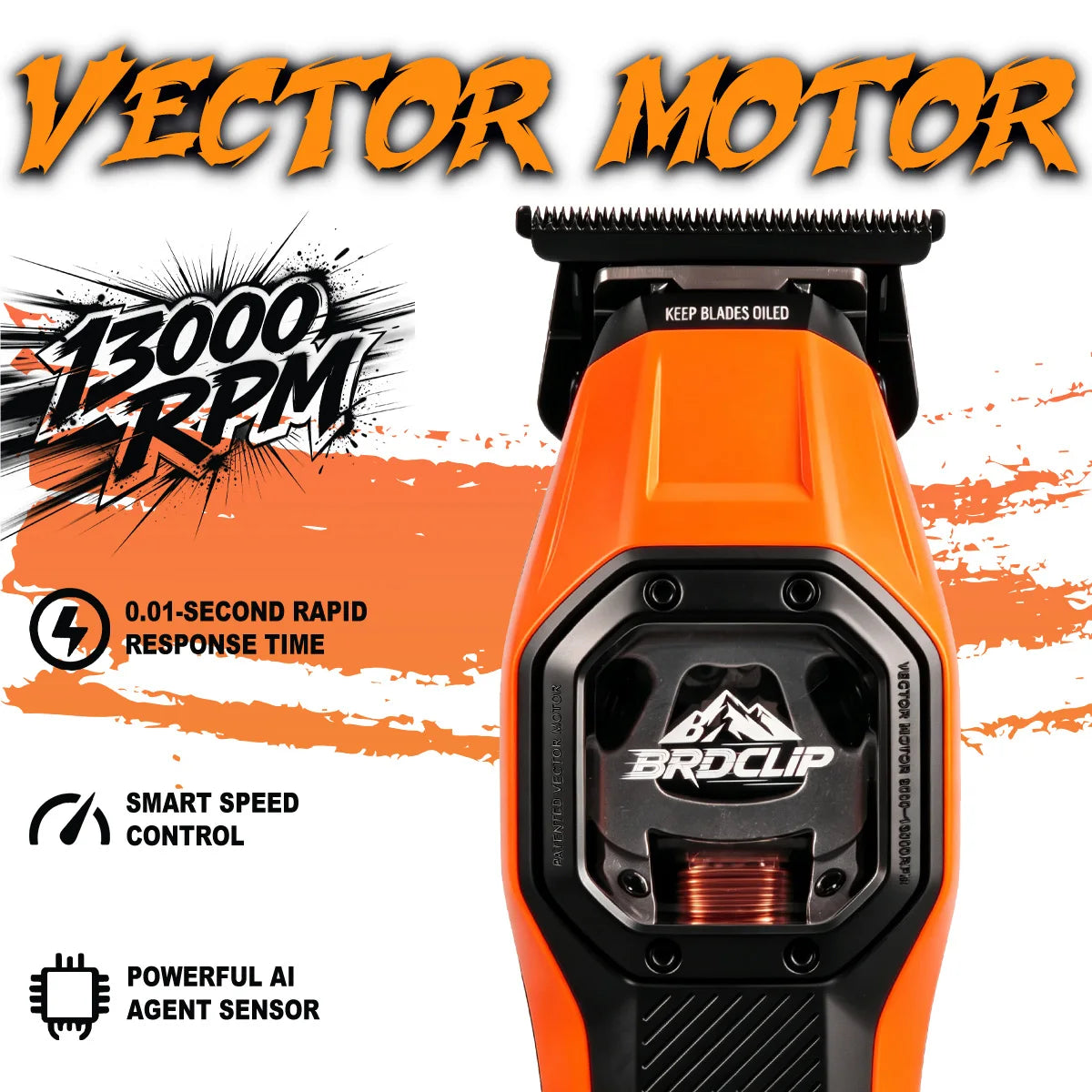 Neuer professioneller BRDCLIP Salon Friseur-Set Vektormotor Haarschneidemaschine 7800-13000 U/min Trimmer 8000-13000 U/min Metallgehäuse 2603 Rasierer