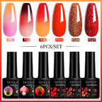 LILYCUTE 7ML 6PCS Neon Gel Nagellack Set fluoreszierend Farbwechsel Semi Permanent Soak Off Maniküre-Kit Nail Art Gel
