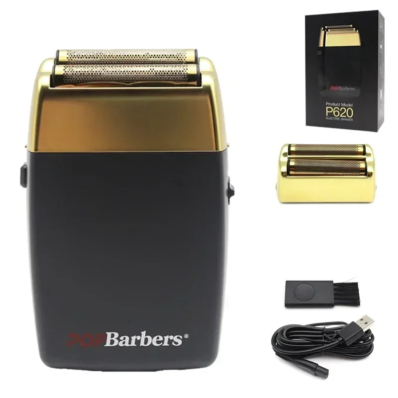 11000 U/min POP Barbers P620 Professioneller elektrischer Herren-Barttrimmer Doppelfolienrasierer Elektrorasierer USB-Haarschneidemaschine