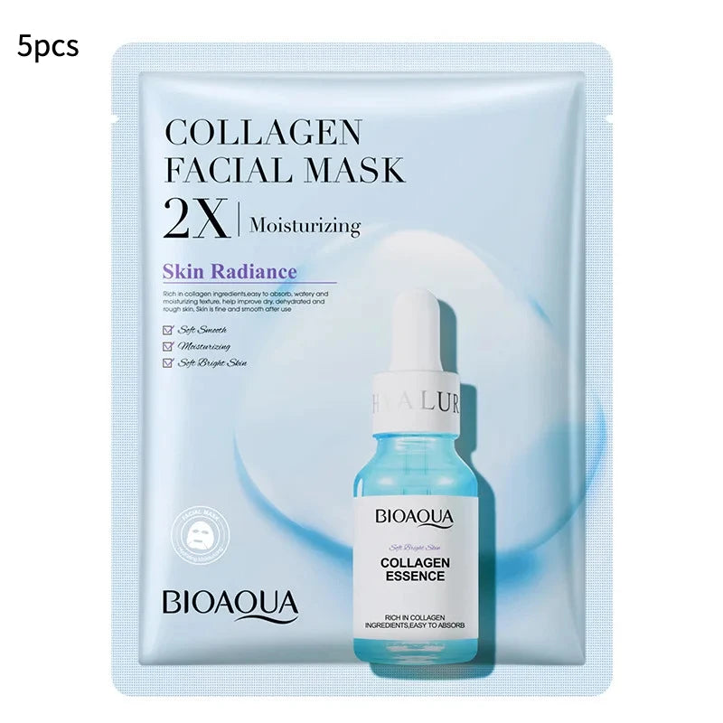 20 Stück/5 Stück Centella Kollagen Gesichtsmaske VC Feuchtigkeitsspendende Erfrischende Tuchmasken Hyaluronsäure Gesichtsmaske Hautpflegeprodukte