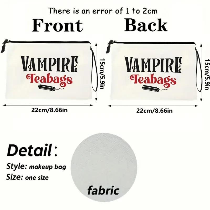 VAMPIRE Teabags Themed Kulturtasche Menstruationstasse Beutel Modische Tragbare Reise-Organizer Kreative Handgelenktasche Make-up-Taschen