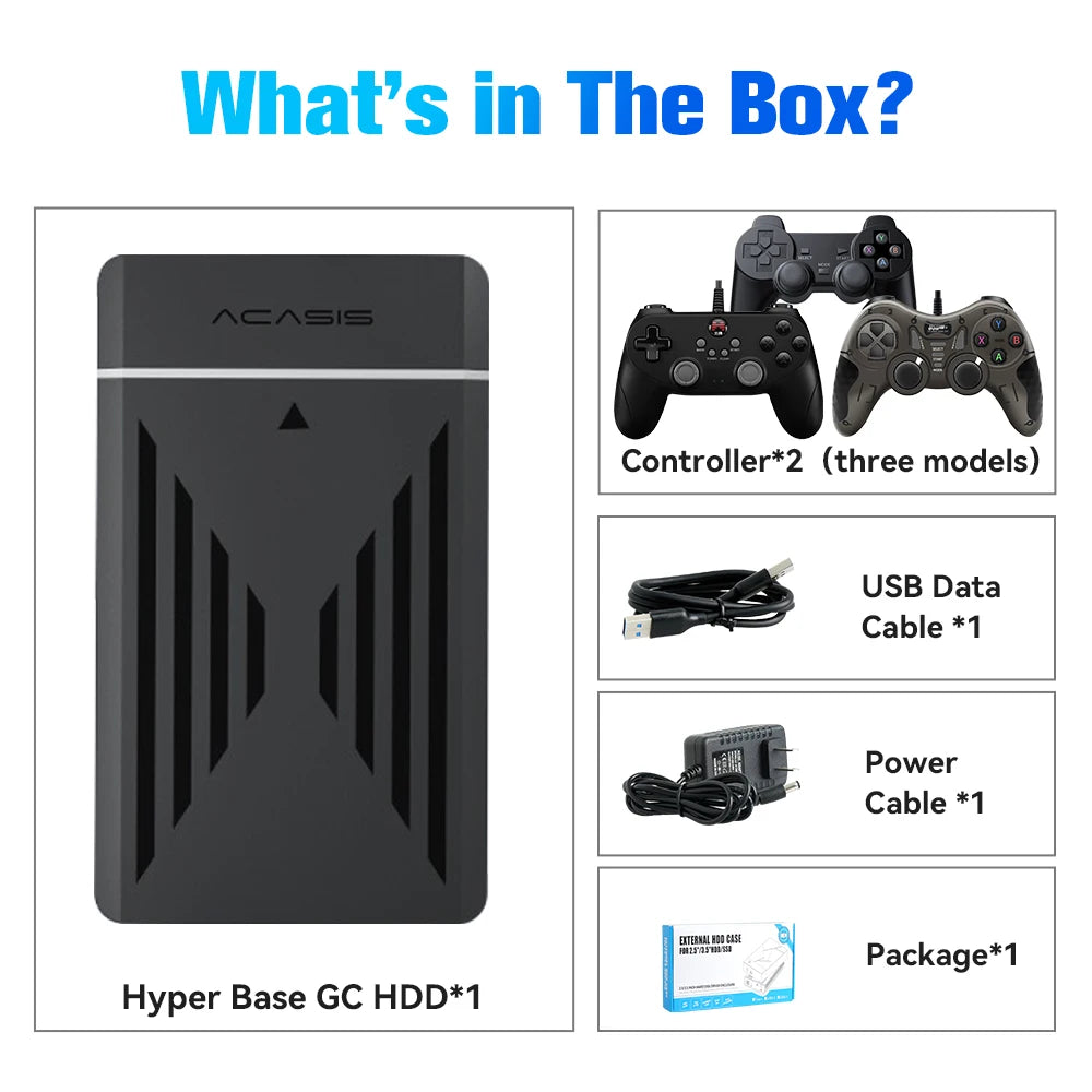 3TB Tragbare Gaming-HDD LaunchBox/Retrobat/Playnite Retro-Spielekonsole mit über 17300 AAA-/3D-/Retro-Spielen für PS4/PS3/PS2/Switch/Wii
