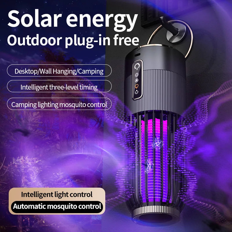 2500V Solar-Mückenvernichter, solarbetrieben, Outdoor-Camping-Mückenlampe, 3-Stufen-Timersteuerung, Mückentöter