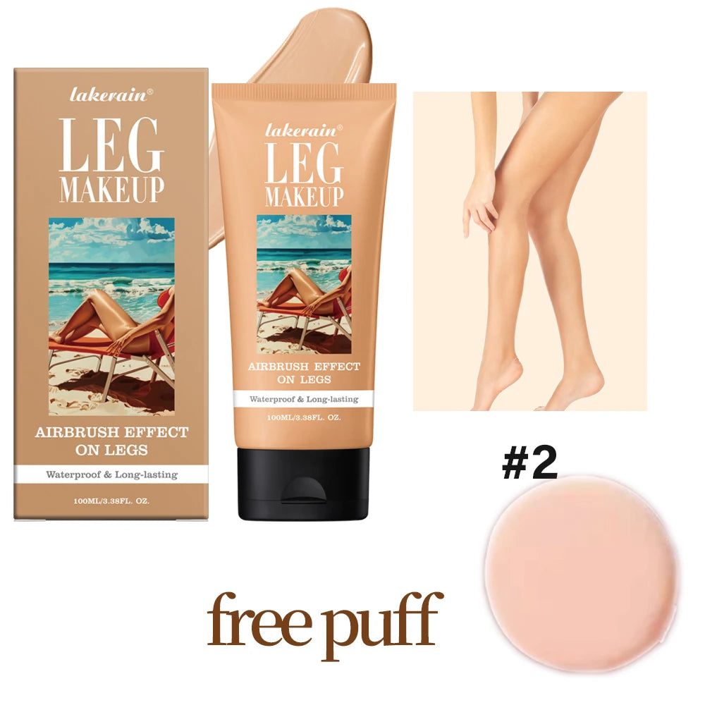 Waterproof Body Foundation With Free Powder Puff Bronze Leg Makeup Long Lasting Tanning Cream 100ml 3 Colors Main image