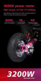 BOYUEDA Q7Pro Max Electric Scooter 2*1600W Dual Motor 52V28A Battery Adult Off-road E-Scooter 10 Inch City commuting EScooter