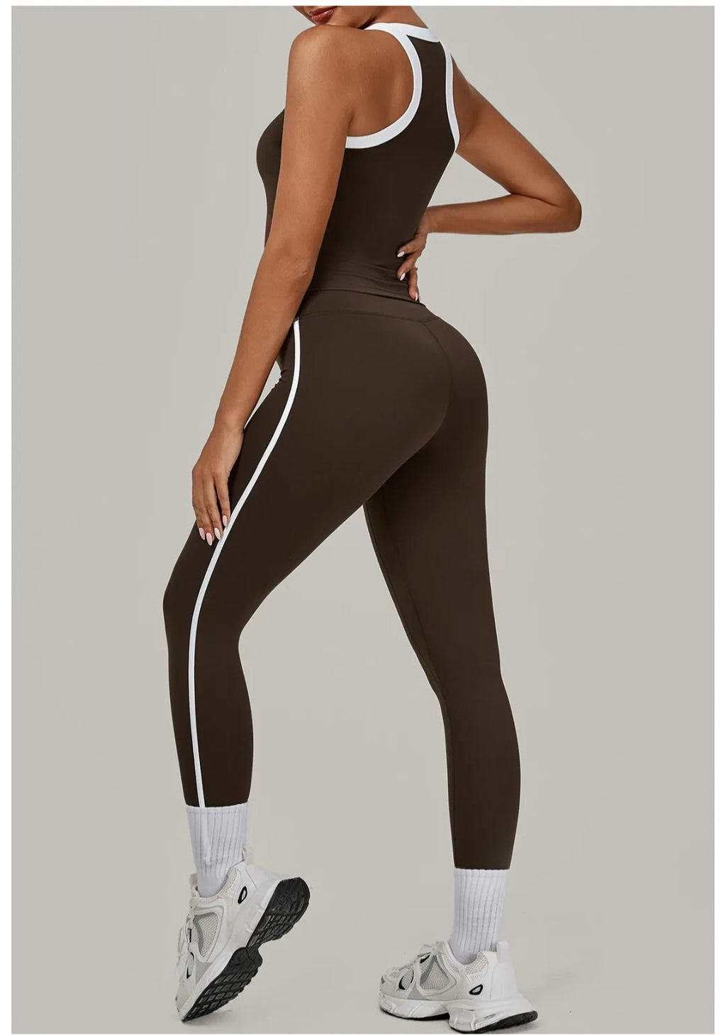 2PCS Damen Yoga-Set Hohe Taille Peach Hip Herausnehmbare Polsterung Sport-BH Hose Fitnessanzug Laufen Workout Gym Leggings Yoga-Set