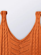 Frühling Sommer Lässiger V-Ausschnitt Aushöhlen Strickweste Einfarbige Ärmellose Tops Orange Grün Weiß Khaki 2026 Damenbekleidung